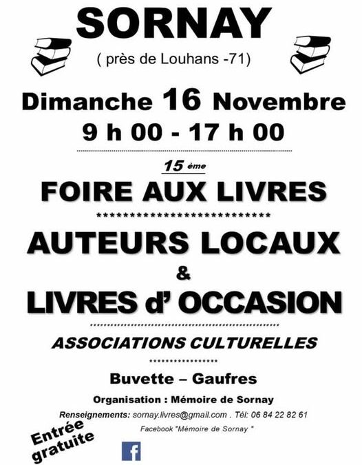 Foire aux livres SORNAY 71 16 novembre 2025