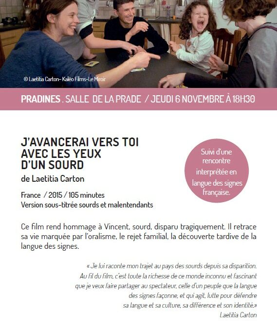 Projection « J’avancerai vers toi avec les yeux d’un sourd » Laëtitia Carton 6 novembre 2025