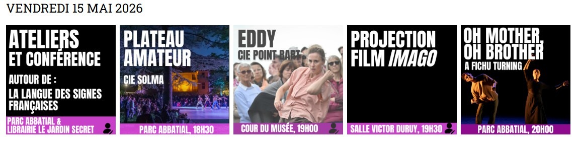 Programmation du vendredi 15 mai 2026